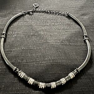 St.John black enamel diamond necklace